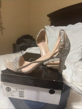 Studio Blush Crystal Embellished Open-Toe Heels